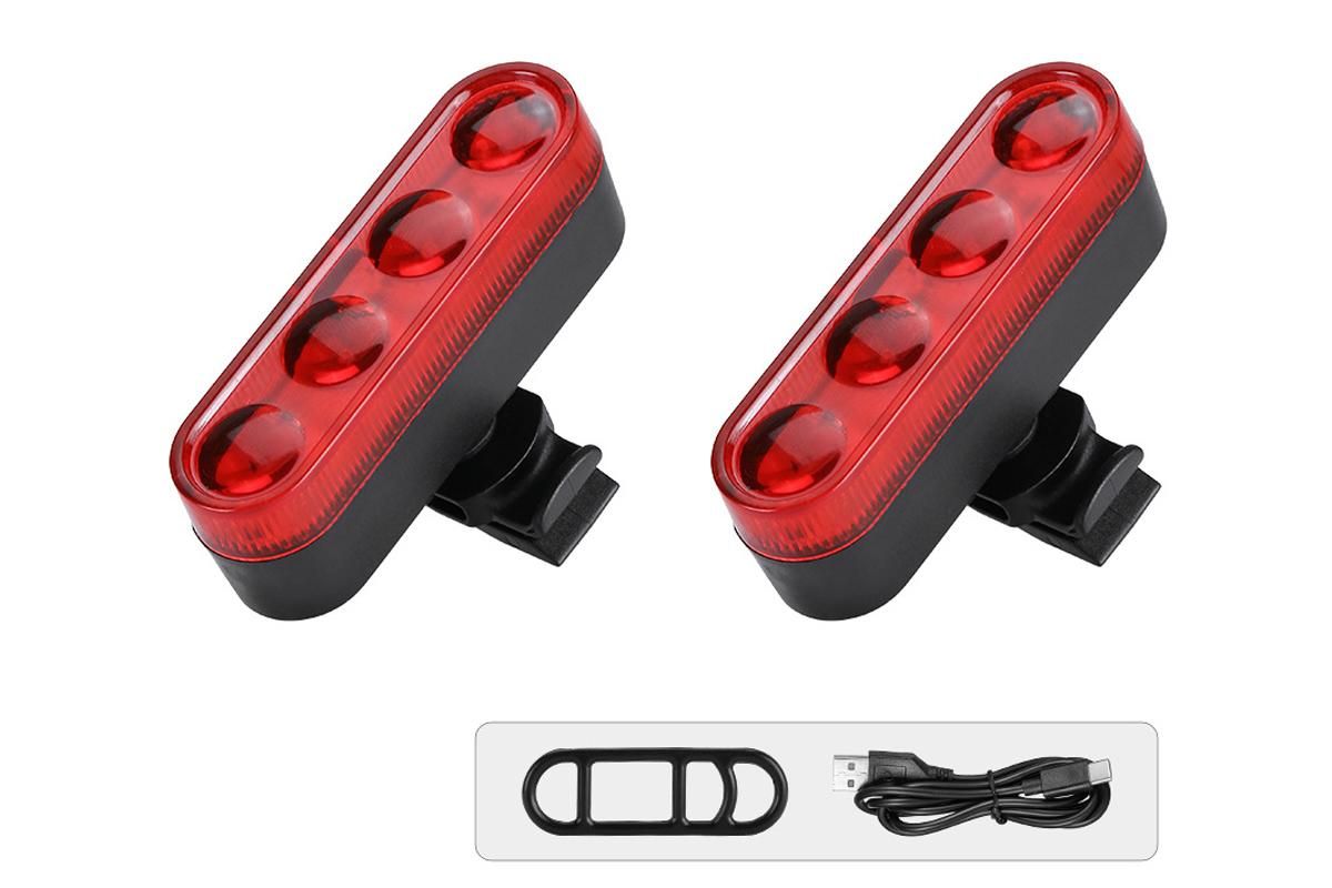 2Pcs Bike Tail Light 4 Modes Bike Rear Light Waterproof Bicycle Taillight-Red V1308-DSZKI-341-2