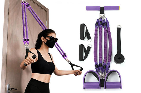 4 Tubes 4-in-1 Resistance Band Pedal Puller for Sit-Up Home Gym Yoga Pilates V1308-DSZKI-349