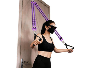 4 Tubes 4-in-1 Resistance Band Pedal Puller for Sit-Up Home Gym Yoga Pilates V1308-DSZKI-349