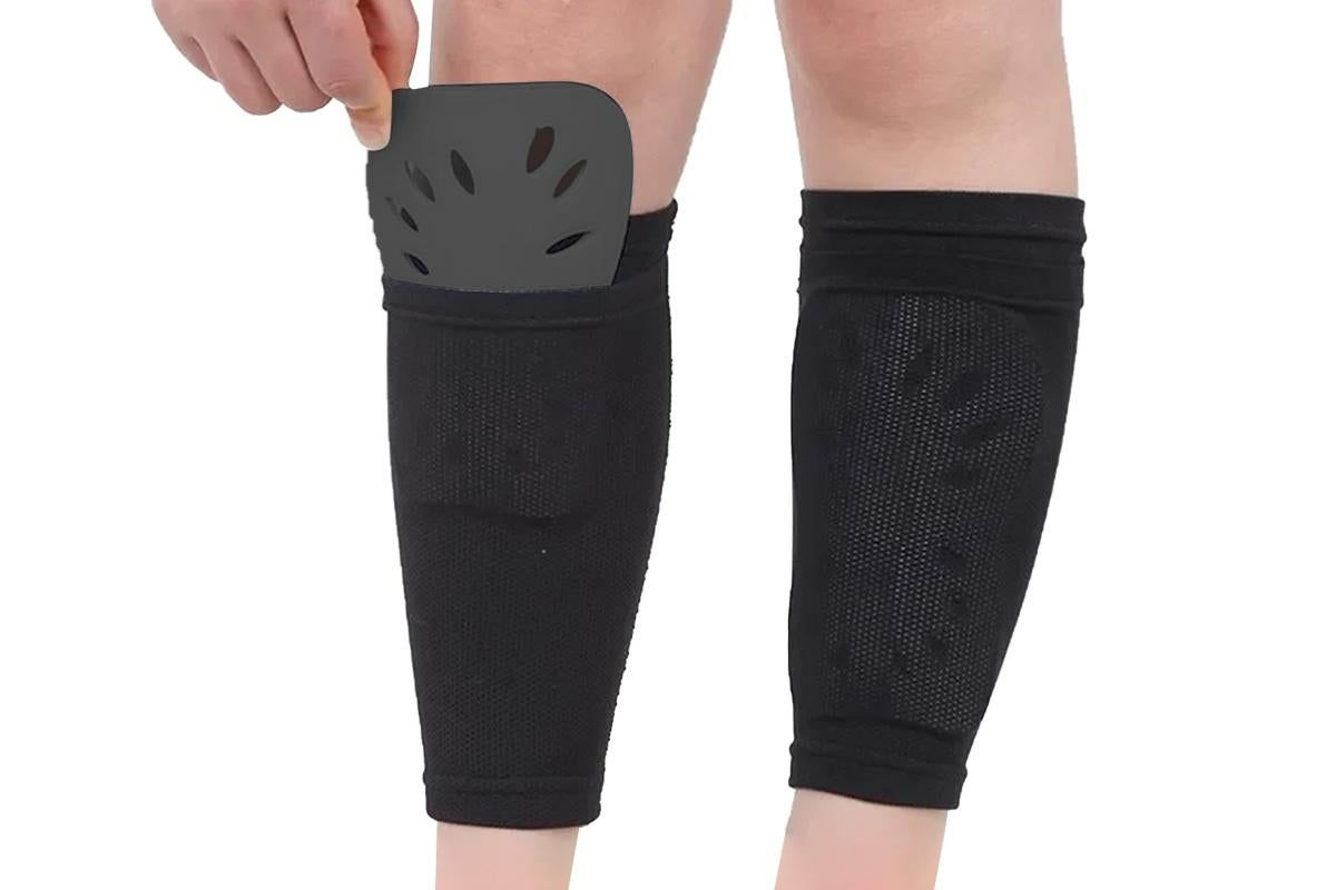 Protective Gear Soccer Shin Guards For Kids Adults Breathable Shin Guard Sleeves-Black V1308-DSZKI-356