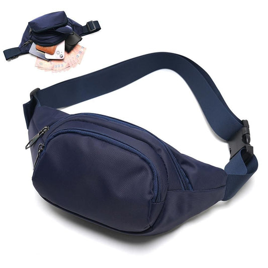 Waist Bag With 3 Zipper Pockets Crossbody Bag Unisex Large Fanny Pack For Travel Holiday - Dark Blue V1308-DSZKI-371-1