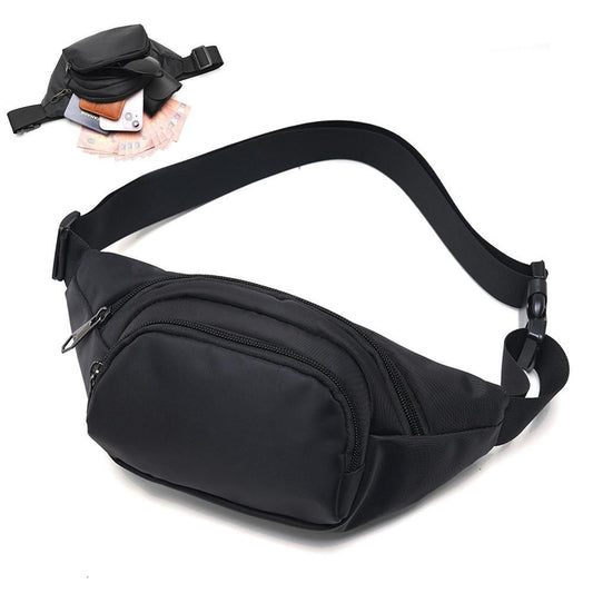 Waist Bag With 3 Zipper Pockets Crossbody Bag Unisex Large Fanny Pack For Travel Holiday - Black V1308-DSZKI-371-2