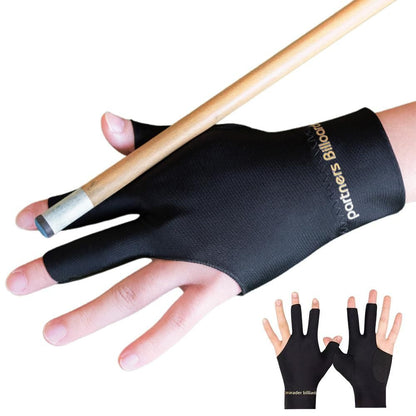 1 Pair Three Finger Billiards Gloves For Left Hand Pool And Snooker - Black V1308-DSZKI-375-2