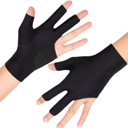 1 Pair Three Finger Billiards Gloves For Left Hand Pool And Snooker - Black V1308-DSZKI-375-2