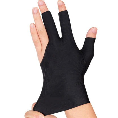 1 Pair Three Finger Billiards Gloves For Left Hand Pool And Snooker - Black V1308-DSZKI-375-2