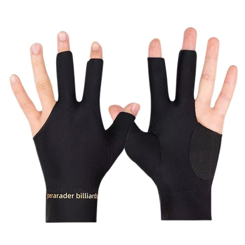 1 Pair Three Finger Billiards Gloves For Left Hand Pool And Snooker - Black V1308-DSZKI-375-2
