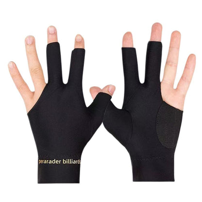 1 Pair Three Finger Billiards Gloves For Left Hand Pool And Snooker - Black V1308-DSZKI-375-2