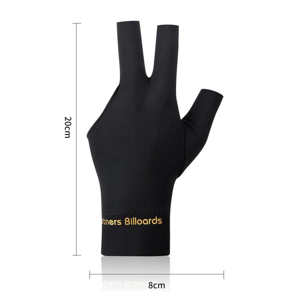 1 Pair Three Finger Billiards Gloves For Left Hand Pool And Snooker - Black V1308-DSZKI-375-2