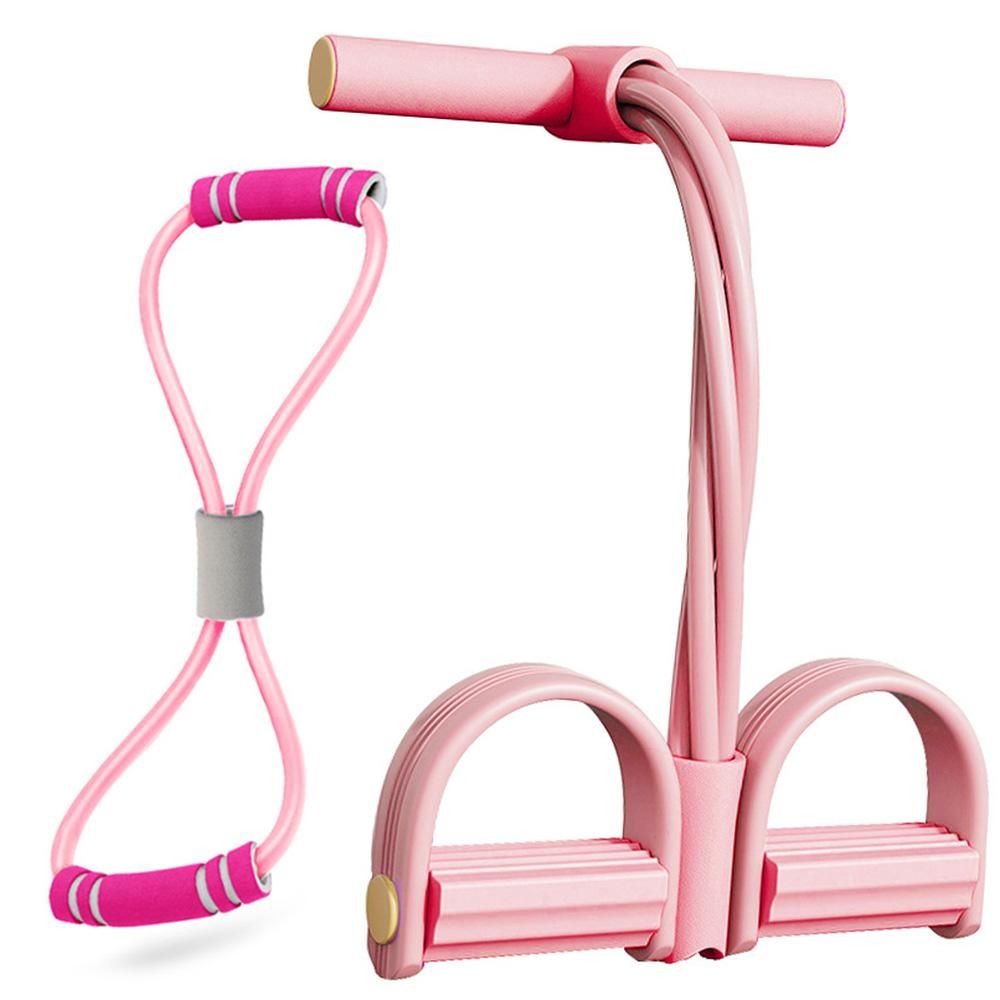 6 Tube Pedal Ankle Puller Fitness Exercise Rope with 8 Shape Resistance Band - Pink V1308-DSZKI-377-1