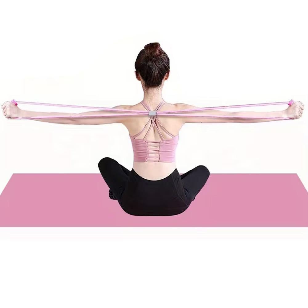 6 Tube Pedal Ankle Puller Fitness Exercise Rope with 8 Shape Resistance Band - Pink V1308-DSZKI-377-1
