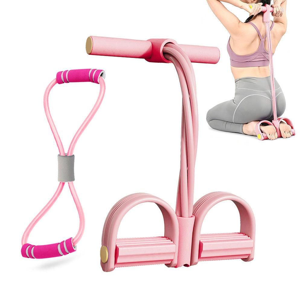 6 Tube Pedal Ankle Puller Fitness Exercise Rope with 8 Shape Resistance Band - Pink V1308-DSZKI-377-1