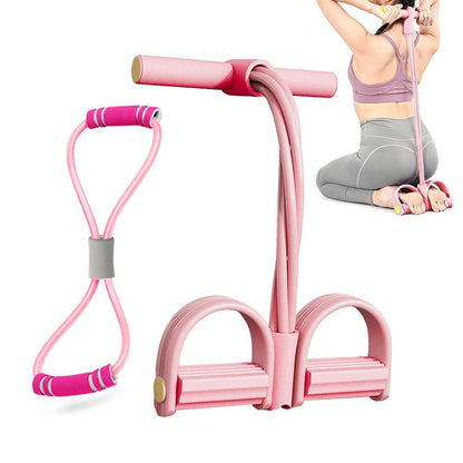 6 Tube Pedal Ankle Puller Fitness Exercise Rope with 8 Shape Resistance Band - Pink V1308-DSZKI-377-1