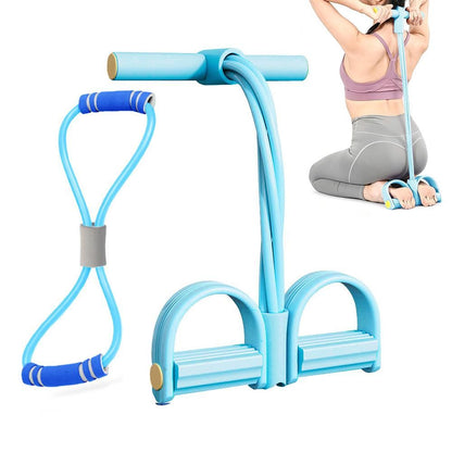 6 Tube Pedal Ankle Puller Fitness Exercise Rope with 8 Shape Resistance Band - Blue V1308-DSZKI-377-2