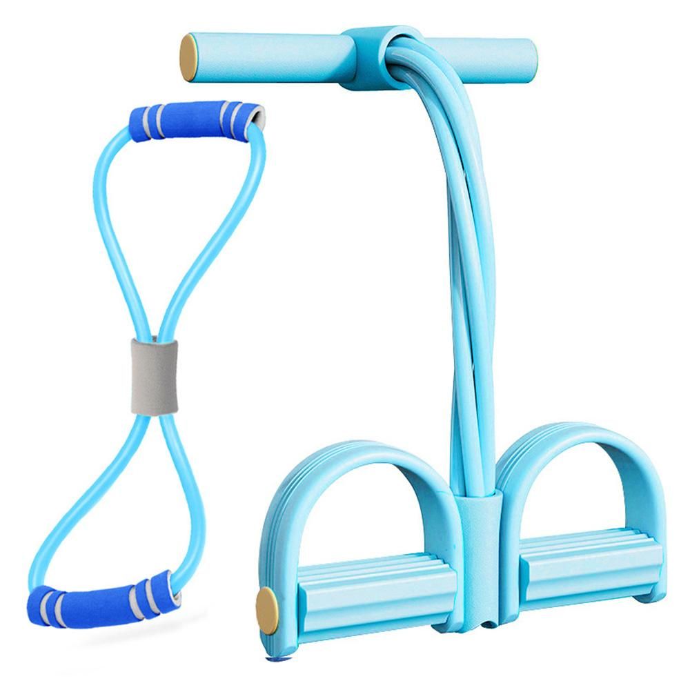 6 Tube Pedal Ankle Puller Fitness Exercise Rope with 8 Shape Resistance Band - Blue V1308-DSZKI-377-2