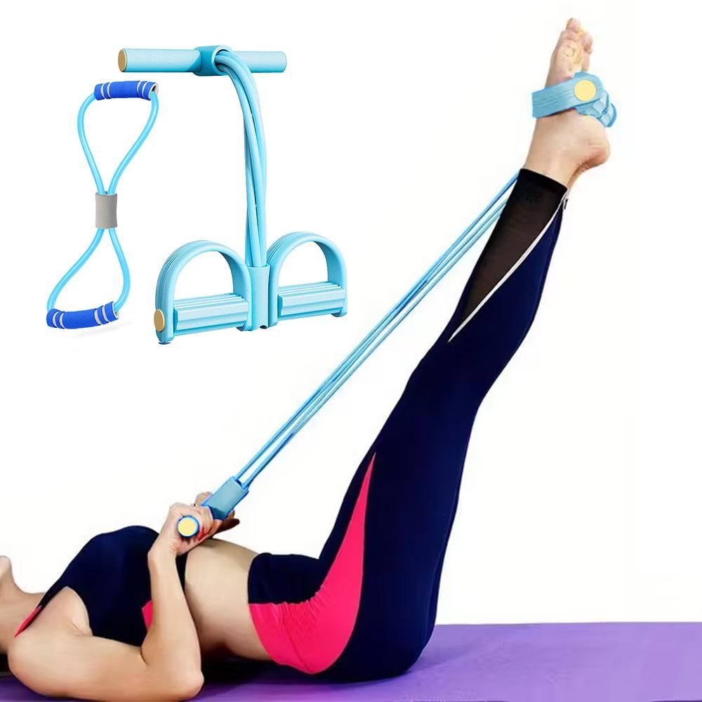 6 Tube Pedal Ankle Puller Fitness Exercise Rope with 8 Shape Resistance Band - Blue V1308-DSZKI-377-2