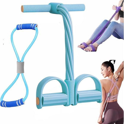 6 Tube Pedal Ankle Puller Fitness Exercise Rope with 8 Shape Resistance Band - Blue V1308-DSZKI-377-2
