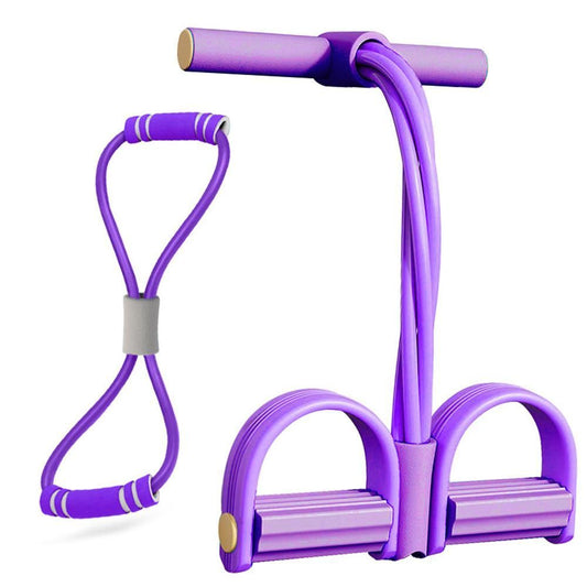6 Tube Pedal Ankle Puller Fitness Exercise Rope with 8 Shape Resistance Band - Purple V1308-DSZKI-377-3