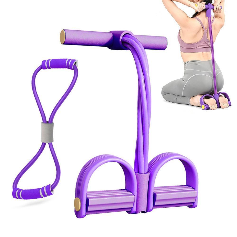 6 Tube Pedal Ankle Puller Fitness Exercise Rope with 8 Shape Resistance Band - Purple V1308-DSZKI-377-3