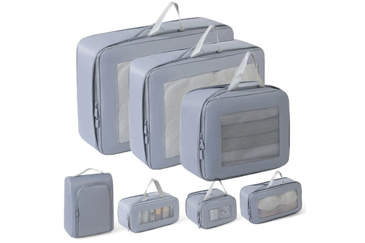7 Set Compression Packing Cubes for Travel Luggage Organizer Bags for Travel Accessories - Grey V1308-DSZKI-388-1