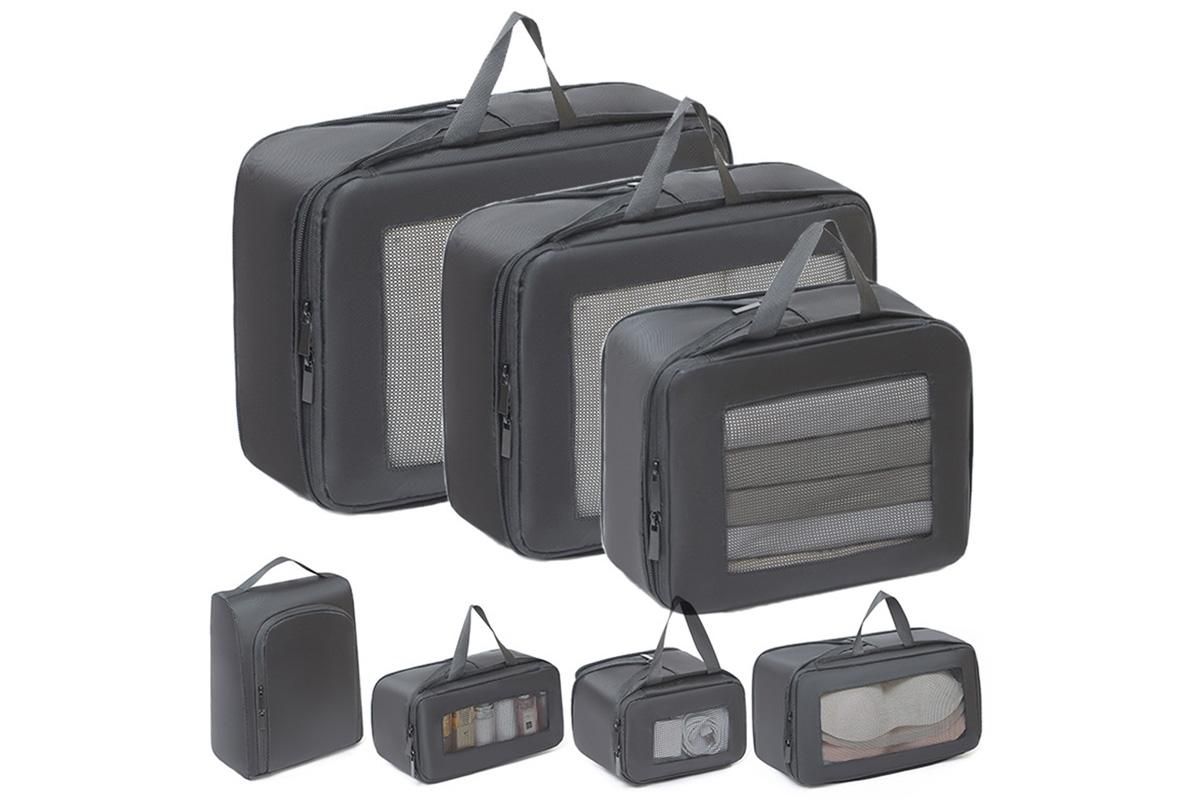 7 Set Compression Packing Cubes for Travel Luggage Organizer Bags for Travel Accessories - Black V1308-DSZKI-388-2
