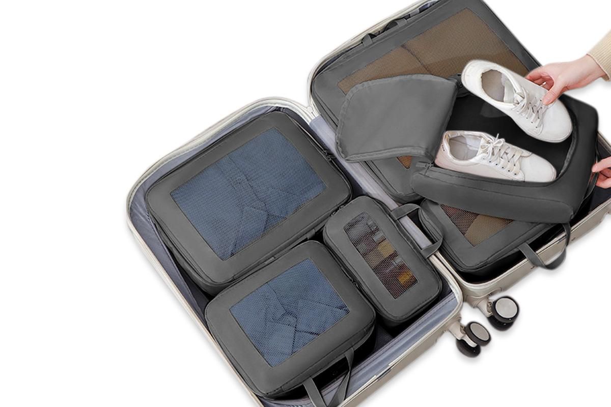 7 Set Compression Packing Cubes for Travel Luggage Organizer Bags for Travel Accessories - Black V1308-DSZKI-388-2