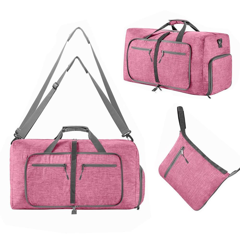 Foldable Travel Duffle Bag with Shoe Compartment - Pink V1308-DSZKI-391-1
