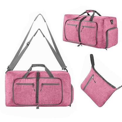 Foldable Travel Duffle Bag with Shoe Compartment - Pink V1308-DSZKI-391-1