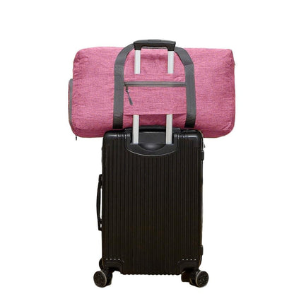 Foldable Travel Duffle Bag with Shoe Compartment - Pink V1308-DSZKI-391-1