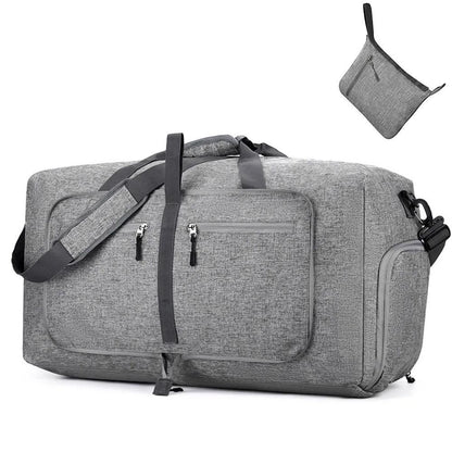 Foldable Travel Duffle Bag with Shoe Compartment - Grey V1308-DSZKI-391-2