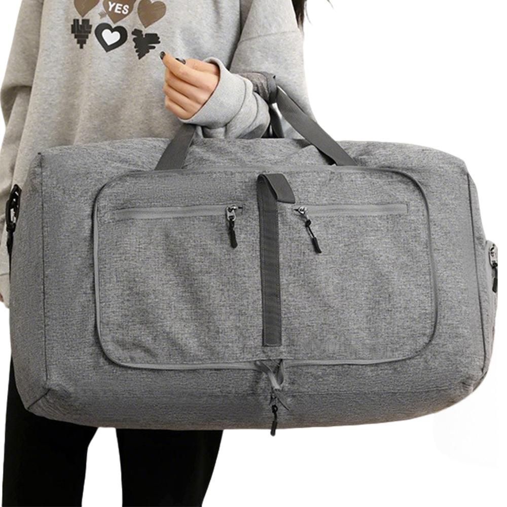 Foldable Travel Duffle Bag with Shoe Compartment - Grey V1308-DSZKI-391-2