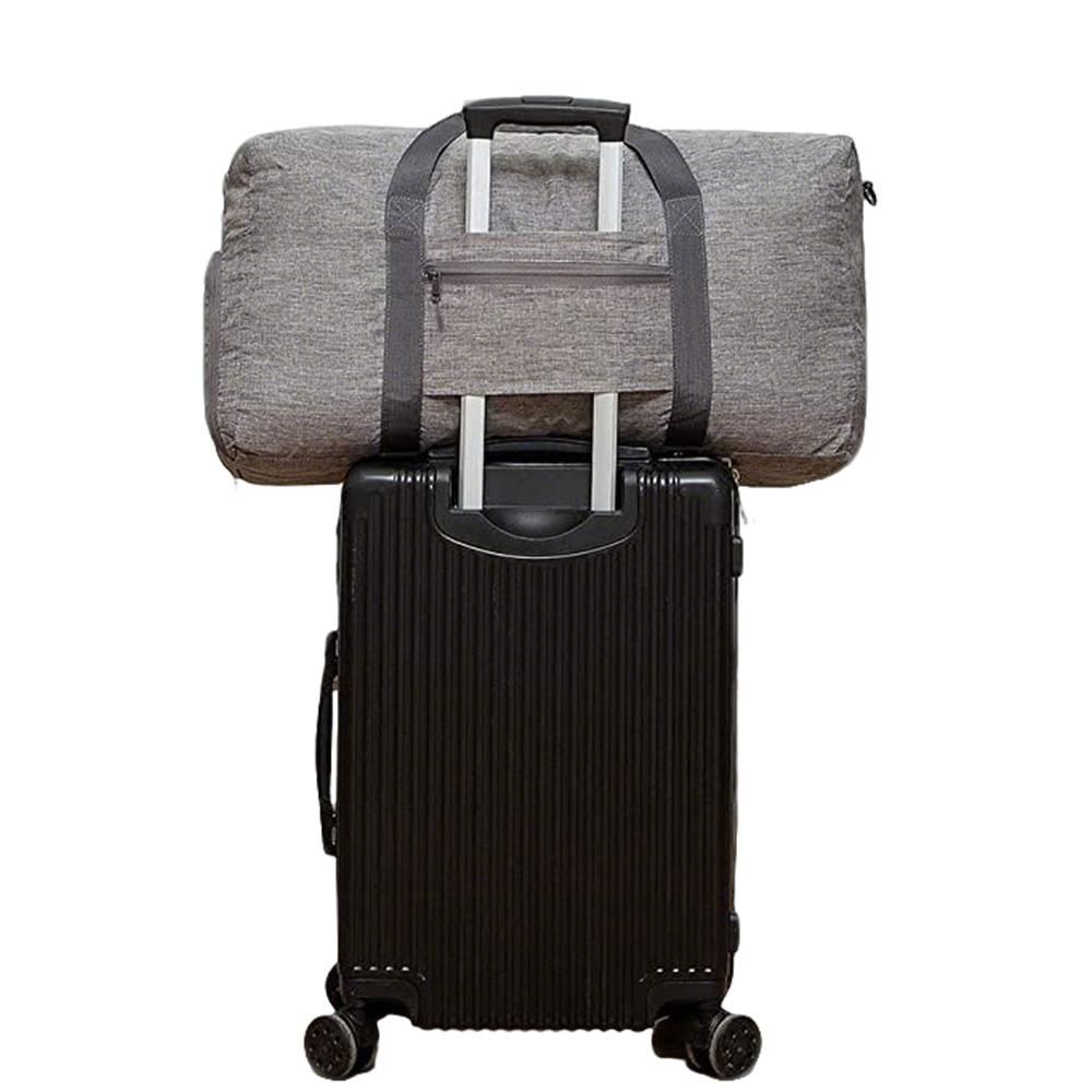 Foldable Travel Duffle Bag with Shoe Compartment - Grey V1308-DSZKI-391-2