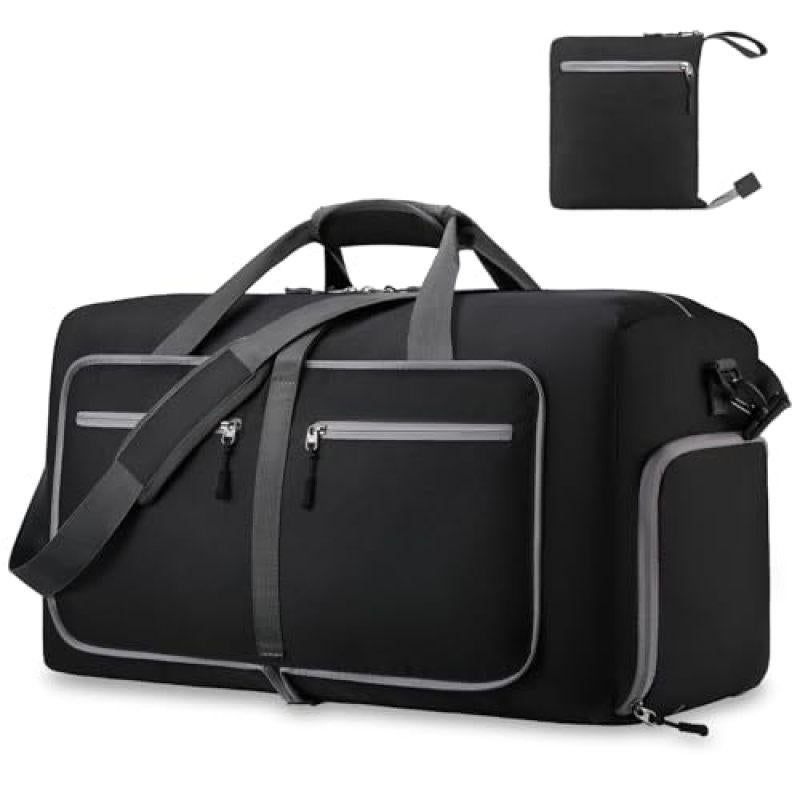 Foldable Travel Duffle Bag with Shoe Compartment - Grey V1308-DSZKI-391-2