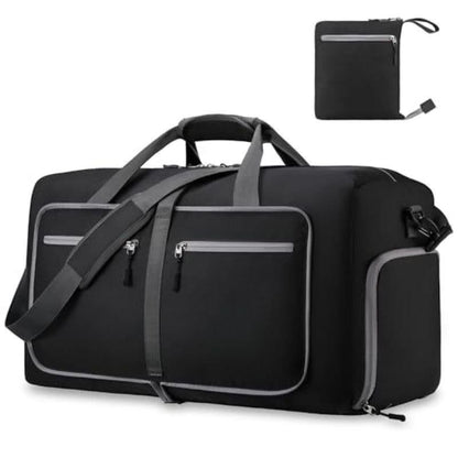 Foldable Travel Duffle Bag with Shoe Compartment - Grey V1308-DSZKI-391-2