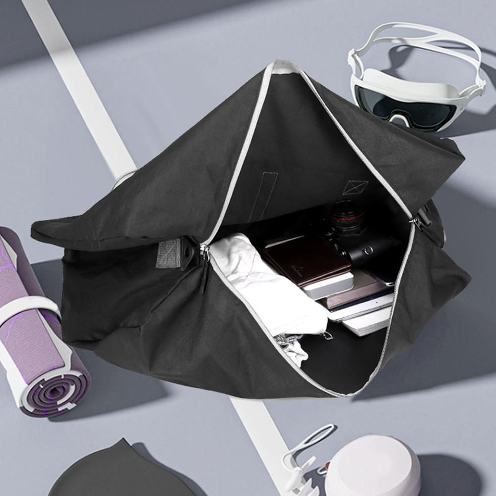 Foldable Travel Duffle Bag with Shoe Compartment - Black V1308-DSZKI-391-3