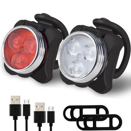 2Pcs Rechargeable Bicycle Lights Bright LED Headlight and Taillight V1308-DSZKI-392