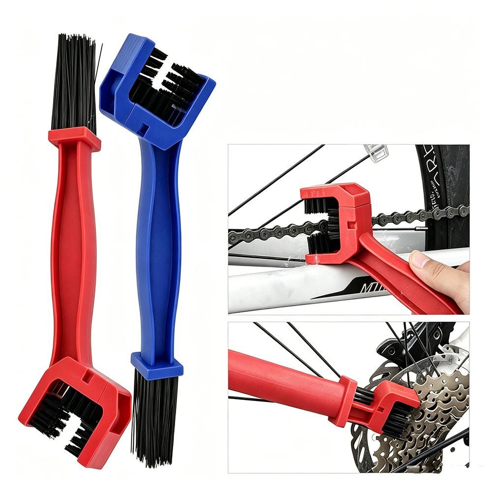 2 Pcs Dual Head Bike Chain Cleaning Brush Set for Bicycle Motorcycle Chain Cleaner V1308-DSZKI-397