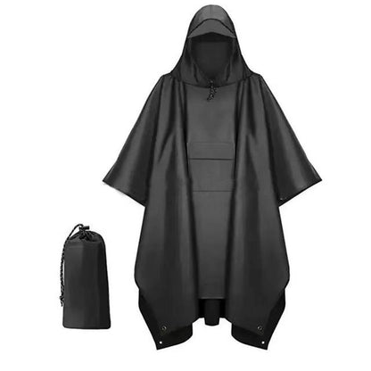 3 in 1 Portable Rain Poncho Waterproof Lightweight Emergency Raincoat with Pocket - Black V1308-DSZKI-398-2