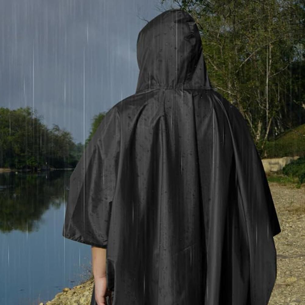 3 in 1 Portable Rain Poncho Waterproof Lightweight Emergency Raincoat with Pocket - Black V1308-DSZKI-398-2