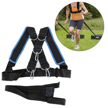Speed Strength Training Sled Shoulder Harness Resistance Band Belt (Black + Blue) V1308-DSZKI-401