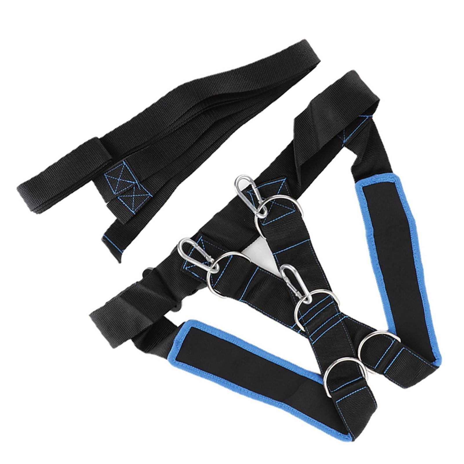 Speed Strength Training Sled Shoulder Harness Resistance Band Belt (Black + Blue) V1308-DSZKI-401
