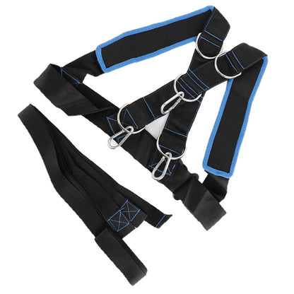 Speed Strength Training Sled Shoulder Harness Resistance Band Belt (Black + Blue) V1308-DSZKI-401