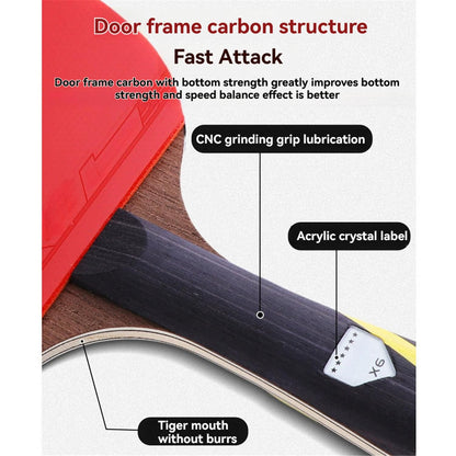 Table Tennis Racket Set 6-Star Carbon with 2 Paddles and Covers V1308-DSZKI-402