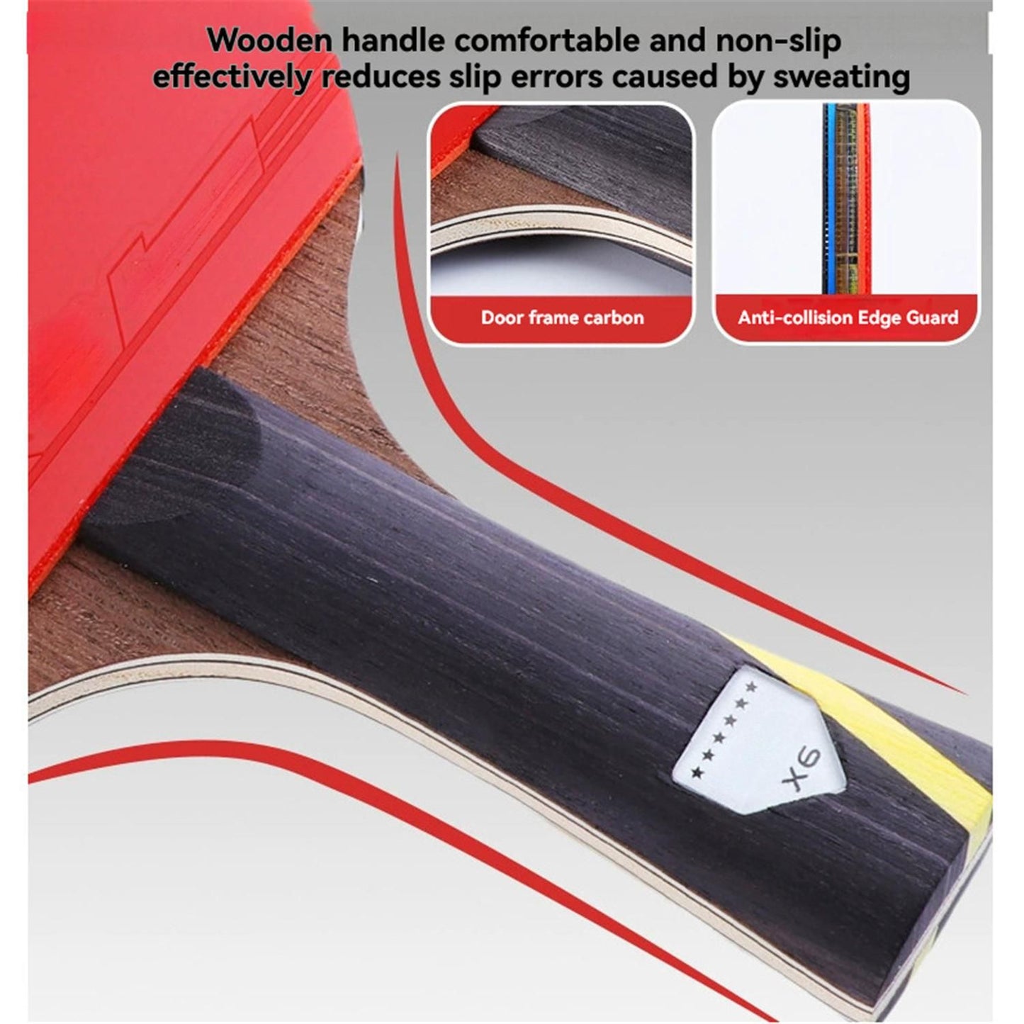 Table Tennis Racket Set 6-Star Carbon with 2 Paddles and Covers V1308-DSZKI-402