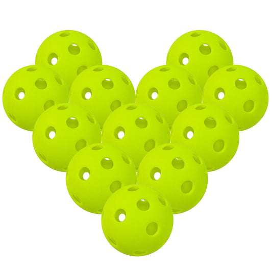 12 Packs 26 Holes Indoor Pickleball Balls for Indoor Courts (Fluorescent Green) V1308-DSZKI-407