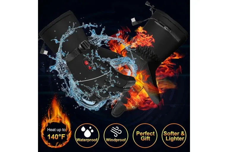 Heating Gloves Electric Men Women Winter Touch Screen Battery Powered (Black) V1308-DSZKI-412
