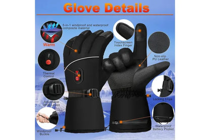Heating Gloves Electric Men Women Winter Touch Screen Battery Powered (Black) V1308-DSZKI-412
