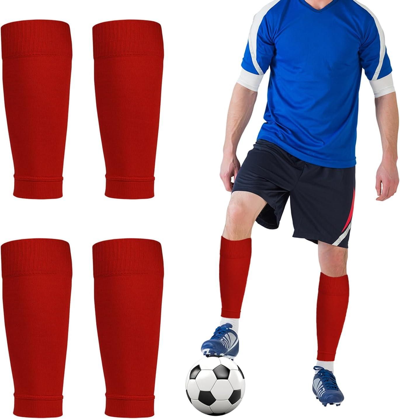 Professional Football Calf Compression Leg Guard 2 Pairs (Red) V1308-DSZKI-414