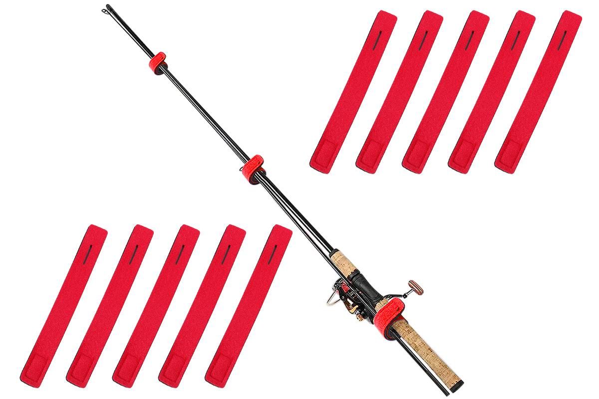 10Pcs Fishing Rod Straps Fishing Rod Clips for Casting Spinning Fly Rods - Red V1308-DSZKI-417-1