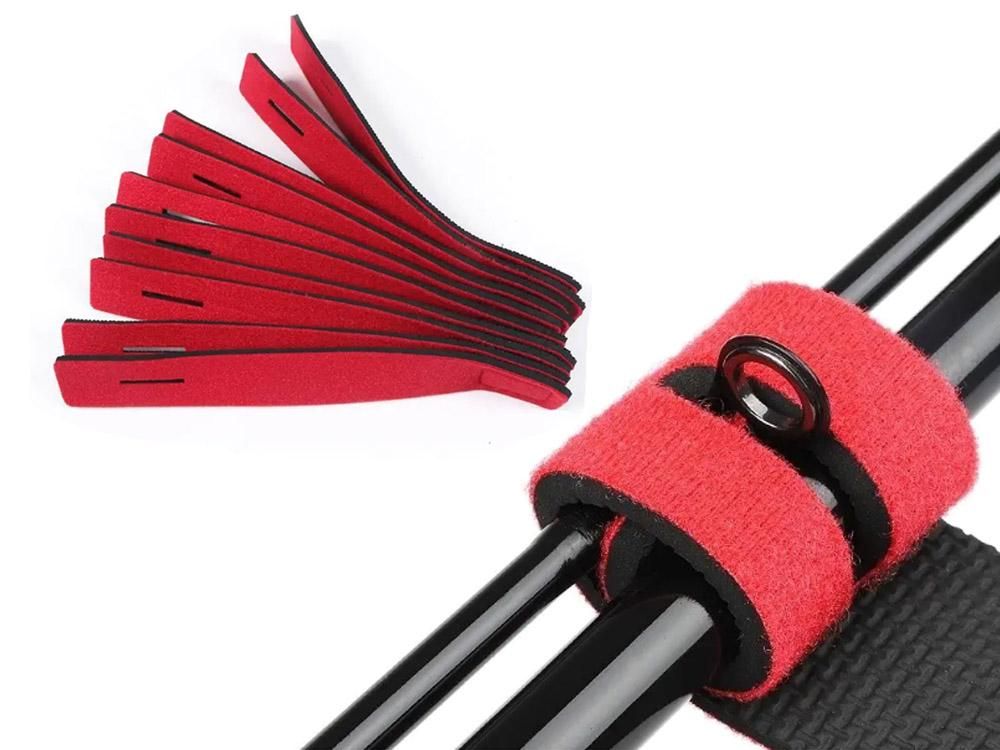 10Pcs Fishing Rod Straps Fishing Rod Clips for Casting Spinning Fly Rods - Red V1308-DSZKI-417-1