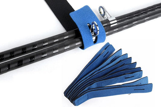 10Pcs Fishing Rod Straps Fishing Rod Clips for Casting Spinning Fly Rods - Blue V1308-DSZKI-417-2